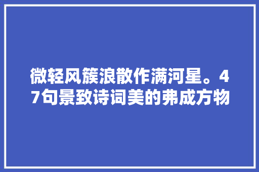 微轻风簇浪散作满河星。47句景致诗词美的弗成方物醉了爱了