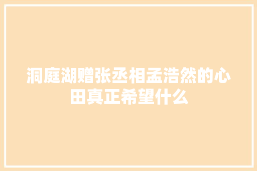 洞庭湖赠张丞相孟浩然的心田真正希望什么