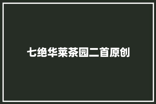 七绝华莱茶园二首原创