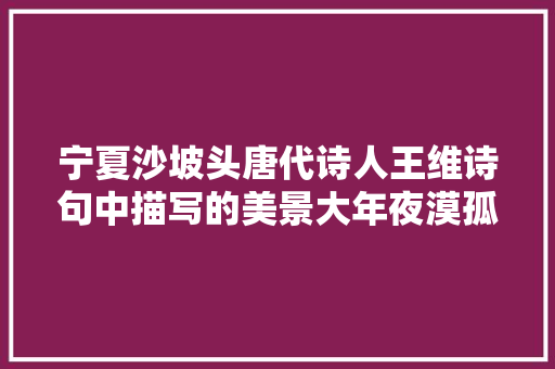 宁夏沙坡头唐代诗人王维诗句中描写的美景大年夜漠孤烟长河夕照