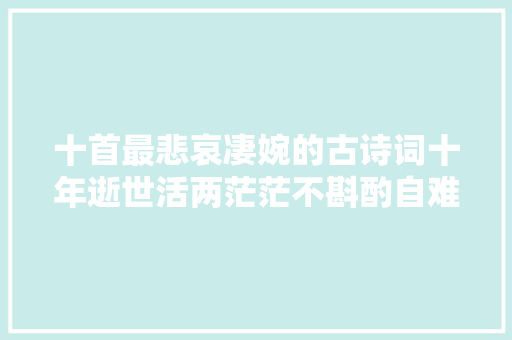 十首最悲哀凄婉的古诗词十年逝世活两茫茫不斟酌自难忘