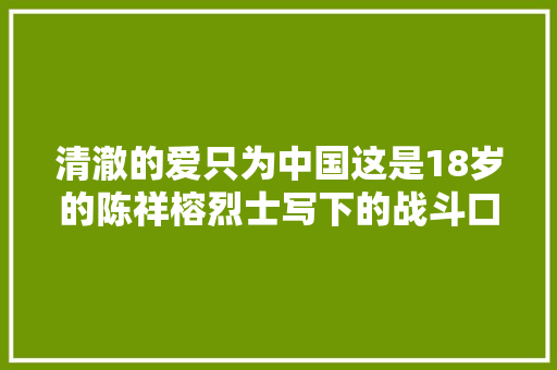 清澈的爱只为中国这是18岁的陈祥榕烈士写下的战斗口号