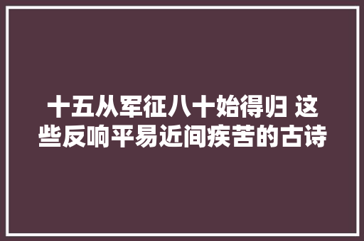十五从军征八十始得归 这些反响平易近间疾苦的古诗 哪一首最冲动您
