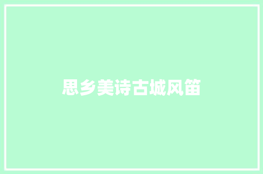 思乡美诗古城风笛