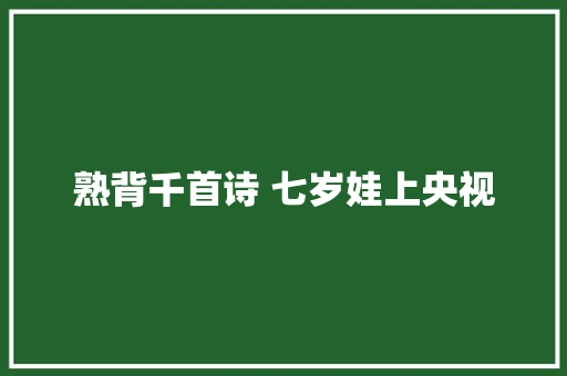 熟背千首诗 七岁娃上央视