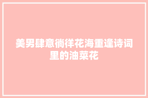 美男肆意徜徉花海重逢诗词里的油菜花