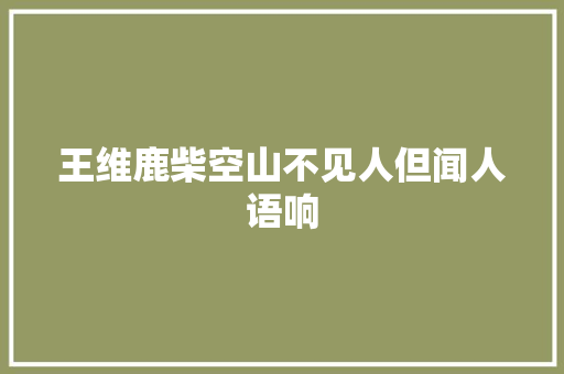 王维鹿柴空山不见人但闻人语响