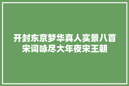 开封东京梦华真人实景八首宋词咏尽大年夜宋王朝