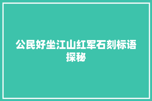 公民好坐江山红军石刻标语探秘