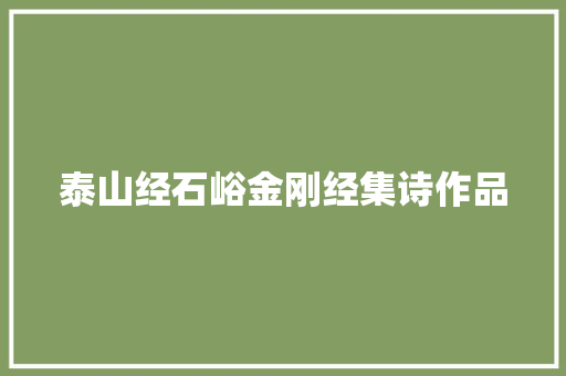 泰山经石峪金刚经集诗作品