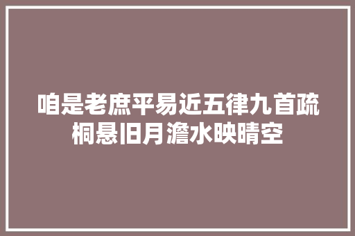 咱是老庶平易近五律九首疏桐悬旧月澹水映晴空