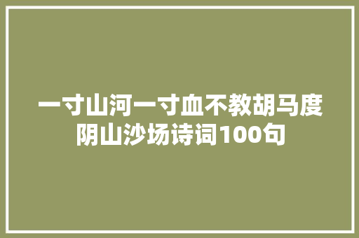 一寸山河一寸血不教胡马度阴山沙场诗词100句