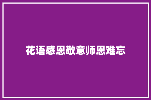 花语感恩敬意师恩难忘