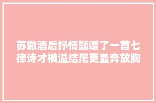 苏辙酒后抒情题赠了一首七律诗才横溢结尾更显奔放胸襟
