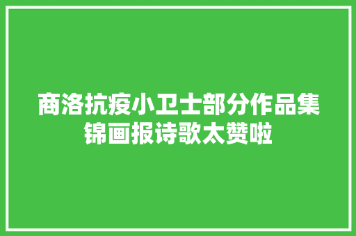 商洛抗疫小卫士部分作品集锦画报诗歌太赞啦