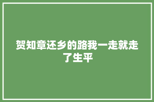 贺知章还乡的路我一走就走了生平