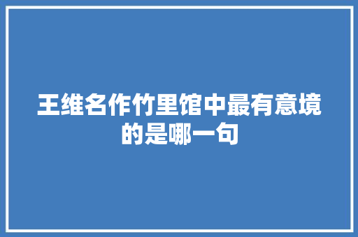 王维名作竹里馆中最有意境的是哪一句