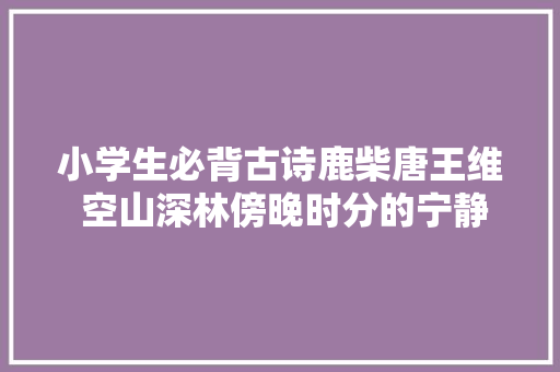 小学生必背古诗鹿柴唐王维 空山深林傍晚时分的宁静景致