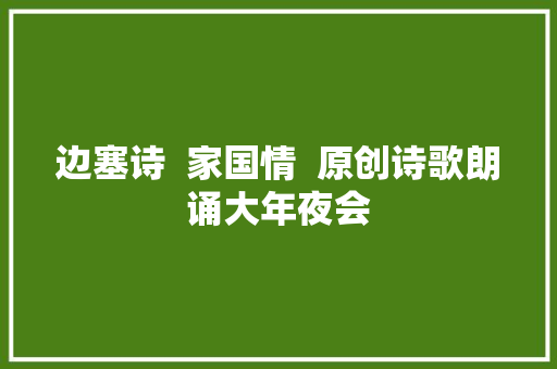 边塞诗  家国情  原创诗歌朗诵大年夜会