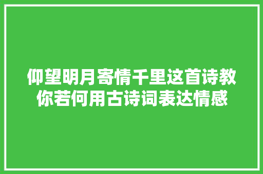 仰望明月寄情千里这首诗教你若何用古诗词表达情感