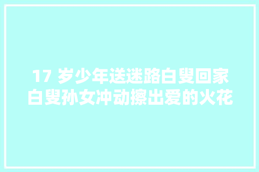 17 岁少年送迷路白叟回家白叟孙女冲动擦出爱的火花。