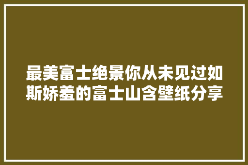 最美富士绝景你从未见过如斯娇羞的富士山含壁纸分享
