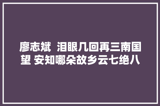 廖志斌  泪眼几回再三南国望 安知哪朵故乡云七绝八首