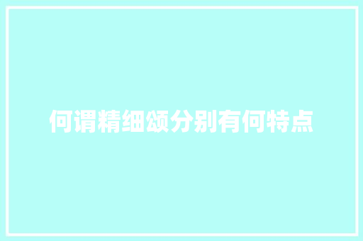 何谓精细颂分别有何特点
