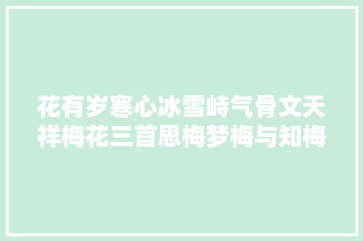 花有岁寒心冰雪峙气骨文天祥梅花三首思梅梦梅与知梅