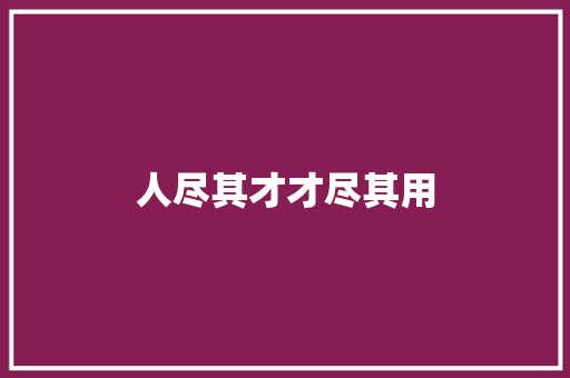 人尽其才才尽其用
