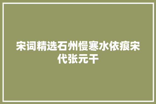 宋词精选石州慢寒水依痕宋代张元干