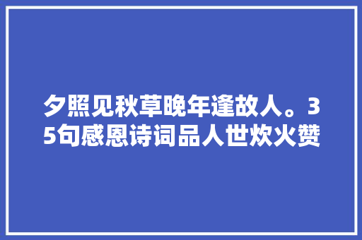 夕照见秋草晚年逢故人。35句感恩诗词品人世炊火赞万物情深