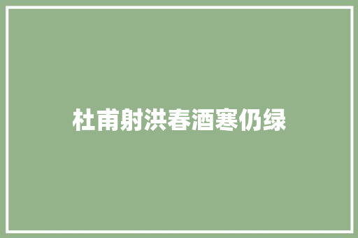 杜甫射洪春酒寒仍绿