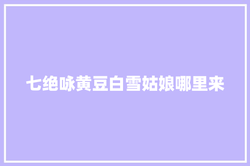 七绝咏黄豆白雪姑娘哪里来