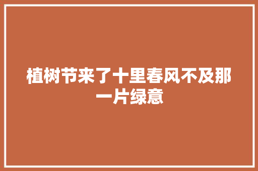 植树节来了十里春风不及那一片绿意