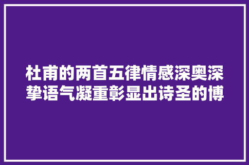 杜甫的两首五律情感深奥深挚语气凝重彰显出诗圣的博大年夜肚量