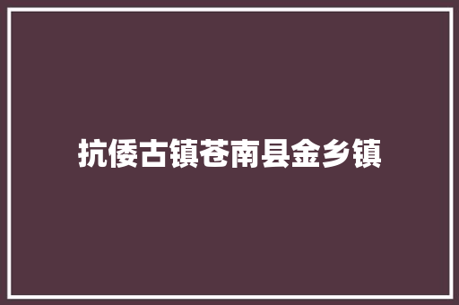 抗倭古镇苍南县金乡镇