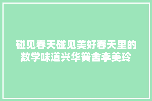 碰见春天碰见美好春天里的数学味道兴华黉舍李美玲