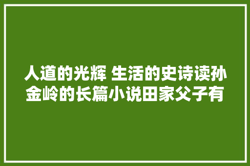 人道的光辉 生活的史诗读孙金岭的长篇小说田家父子有感