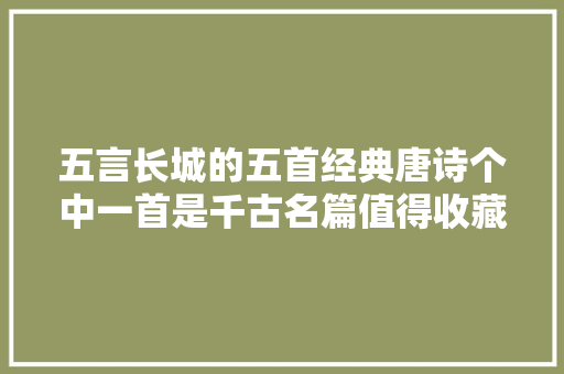 五言长城的五首经典唐诗个中一首是千古名篇值得收藏