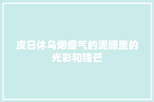 皮日休乌烟瘴气的泥塘里的光彩和锋芒