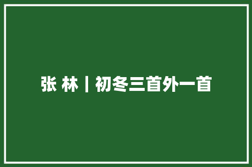 张 林｜初冬三首外一首