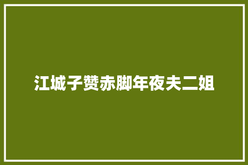 江城子赞赤脚年夜夫二姐