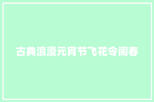 古典浪漫元宵节飞花令闹春