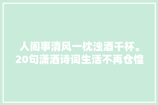 人闹事清风一枕浊酒千杯。20句潇洒诗词生活不再仓惶失落措。