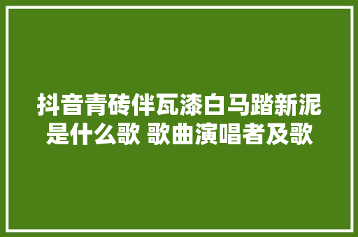 抖音青砖伴瓦漆白马踏新泥是什么歌 歌曲演唱者及歌词介绍