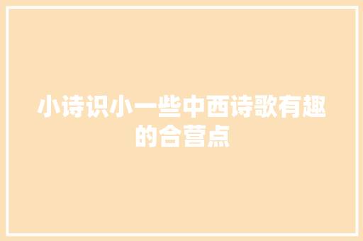 小诗识小一些中西诗歌有趣的合营点