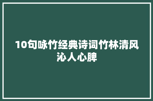10句咏竹经典诗词竹林清风沁人心脾