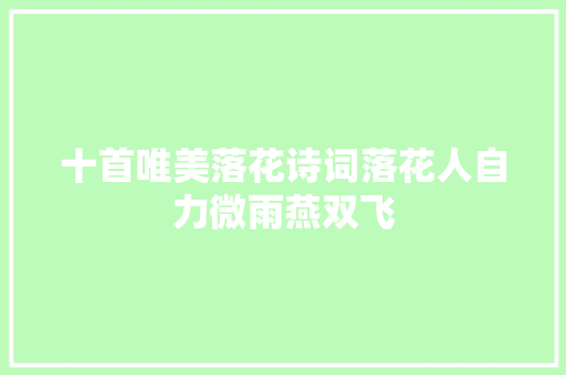 十首唯美落花诗词落花人自力微雨燕双飞
