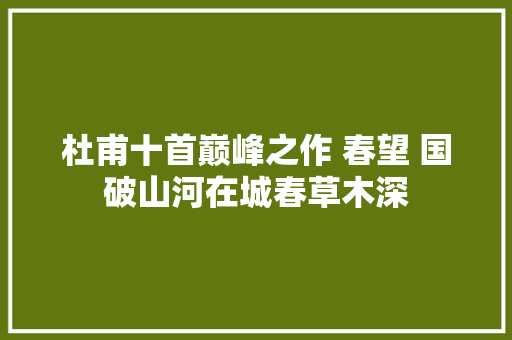 杜甫十首巅峰之作 春望 国破山河在城春草木深